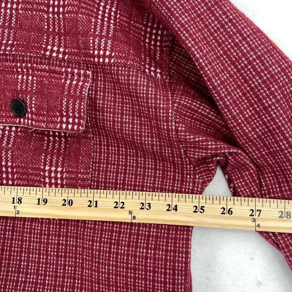 White Birch Flannel Shirt Jacket Size L Red Plaid shacket Stretch Button Up - Picture 9 of 12